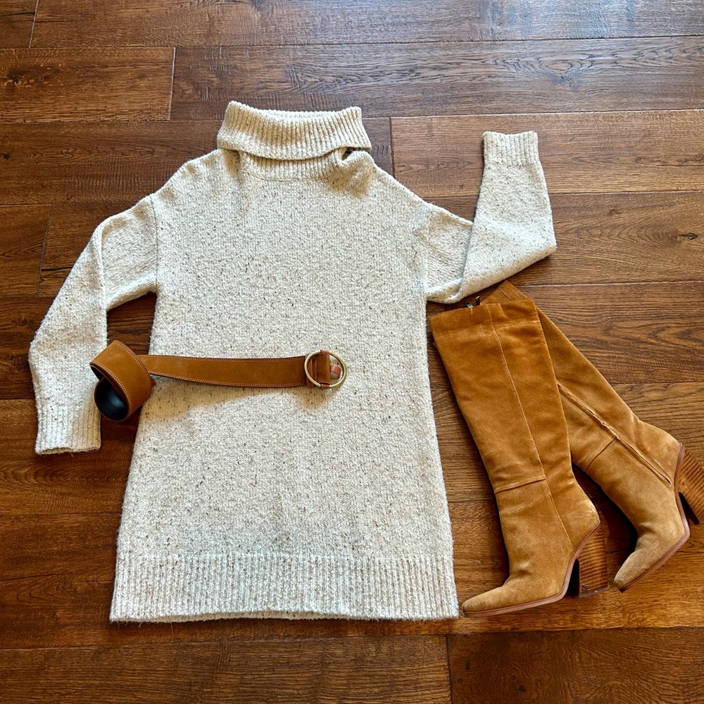 Cozy Cream Turtleneck Sweater Dress